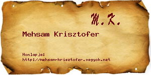 Mehsam Krisztofer névjegykártya